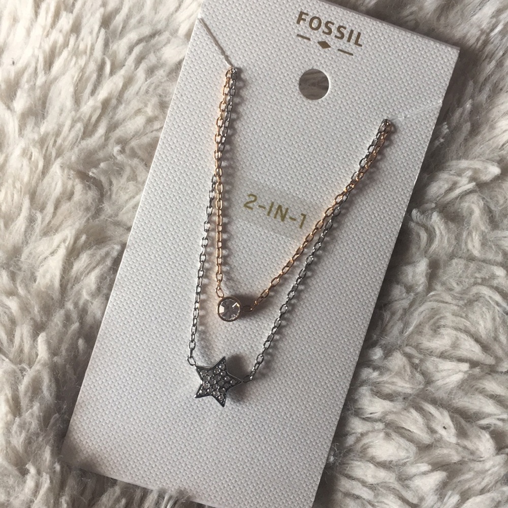 Star and diamond necklace 2-in-1.